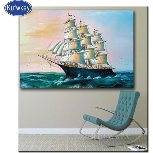 Diy personality photo customized boat diamond painting full drill square embroidery diamond mosaic Sailing in the Sea,wall art