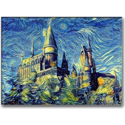 5D DIY full Square drill Diamond painting Cross stitch Oil painting starry sky castle Rhinestone embroidery Mosaic decor gift