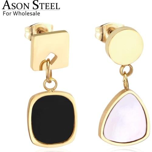 ASONSTEEL Jewelry Statement Drop Earrings Dangle Wedding Shell Long Earrings for Women Stainless Steel Female Earring set