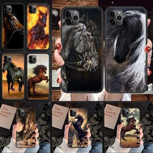 Cool Horse Phone Case Cover Hull For iphone 5 5s se 2 6 6s 7 8 12 mini plus X XS XR 11 PRO MAX black soft Etui tpu coque