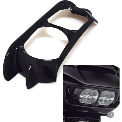 Black Motorbike Dual Headlight ABS Fairing Trim Bezel Scowl Cover For Harley Touring Electra Road Glide Customs 2015-2019