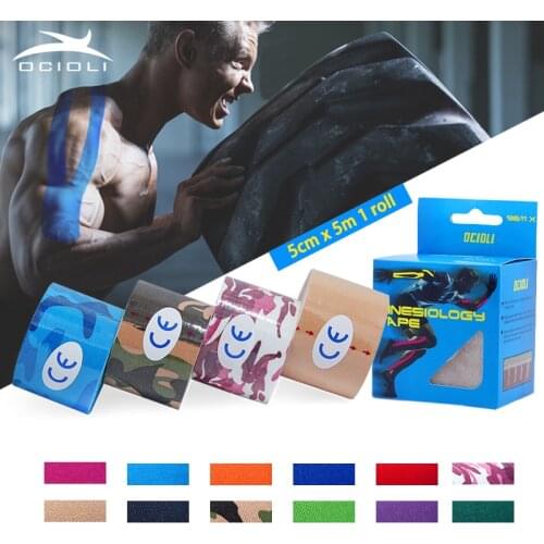 5cm*5m Elastic Bandage Cotton Adhesive Kinesiologe Tape Sport Injury Muscle Strain Protection Kinesiology Tapes Taping Muscle