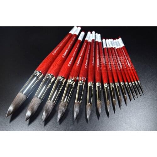 Escoda AQUARIO Series 1125,Squirrel |round | Pointed | Red | Short Handle,soft Hair and Has Good Water Absorption