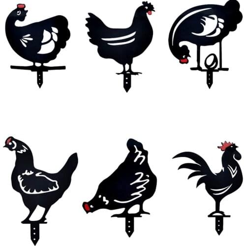 Rooster Duck Animal Silhouette Stake for Yards, Chickens Duck Silhouette Garden Decoration Outdoor Lawn Ornaments