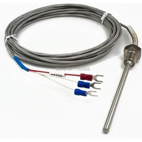 FTARP09 PT100 type 4m metal braided cable 100mm probe head RTD temperature sensor