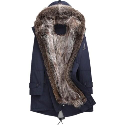Real Fur Coat Winter Jacket Men Natural Raccoon Fur Parka Men Long Coats Warm Parkas Plus Size 4xl Manteau F-MSMD-01 MY1829