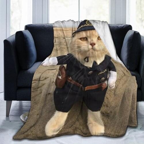 Cat officer soft flannel blanket childrens bed sheet baby bag sofa bedding and Duvet Cover
