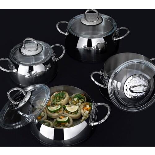 Emsan Helis Arya 8 Piece Silver Steel Cookware Set