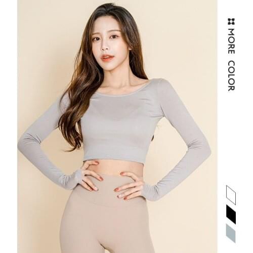 2021 New Sexy Women Solid Sport Shirts High Elastic Gym Yoga Top Running Breathable Navel Long Sleeve T-Shirts Top Beaty Back