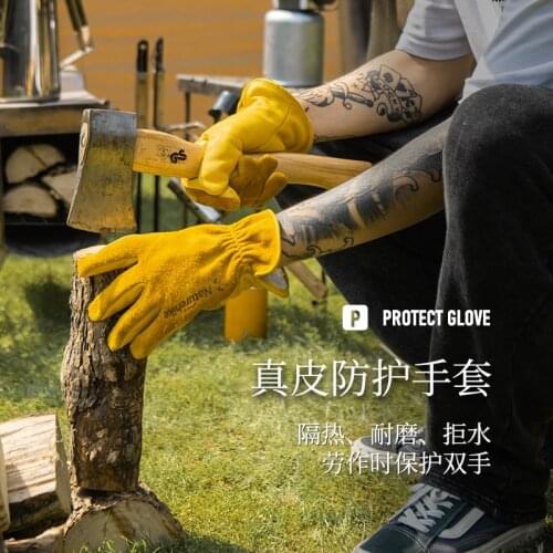 Naturehike Cowhide Gloves Labor Gloves Heat Insulation And Wear Resistance Genuine Leather Vintage Gloves 1 Pairs