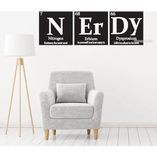 Periodic Table Of Elements Series Combination Wall Stickers NERDY Vinyl Wall Decal Study Room Decoration Chemical Lovers LC440