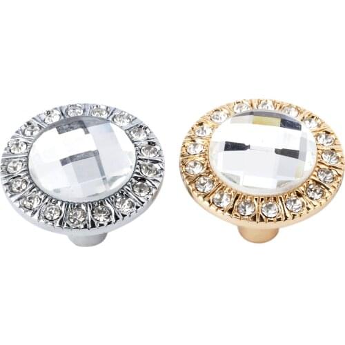 Glass Dresser Knob Crystal Furniture Handles Cupboard Cabinet Pull Kitchen Door Handle Zinc Alloy Single hole 3.1cm Modern style