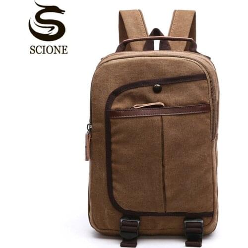 Scione Men Women Canvas Backpack Fashion Casual Shoulder Bag Small Travel Backpacks for Male Female Rucksack School Bags Mochila