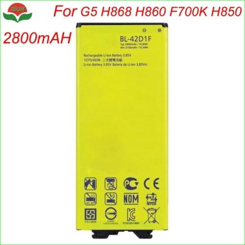 ISUN 5pcs/lot Battery Replacement For LG G5 H868 H860 F700K H850 H820 H868 2800mAh BL-42D1F Mobile Replacement Battery