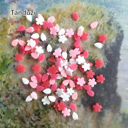 Tnaduzi 100g Polymer Clay Sprinkles Flower Petal Sakura Shaped Flatback Cabochon DIY Fake Cake Decor Polymer Clay Deco Parts