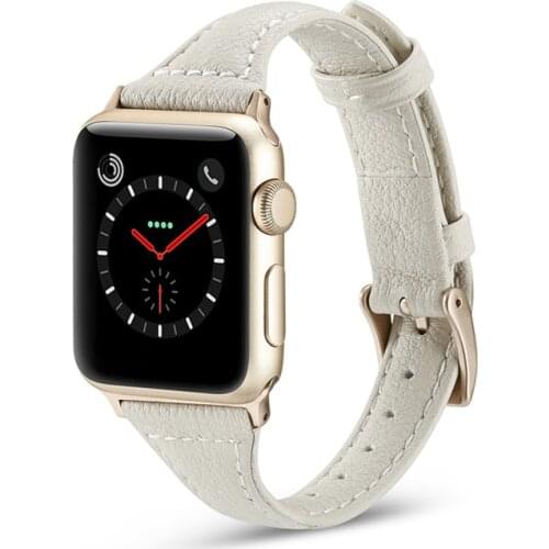 Slim Genuine Leather strap for apple watch 5 band 40mm 44mm 42mm 38mm iwatch series 65/4/3/2/SE Leisure bracelet accessories