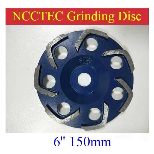 [V-shape segments] 6'' Diamond floor grinding cup Wheels | 150mm Concrete surface grind discs | silver welding 7 V-segments
