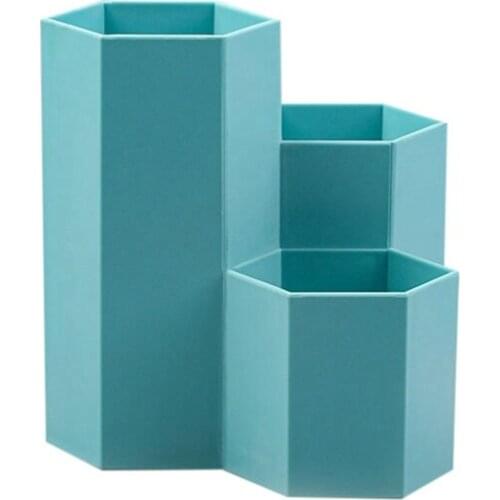 Office Desktop Stationery Storage Box Minimalistic Positive Hexagon Student Stationery Storage Box Large Capacity Pen Holder