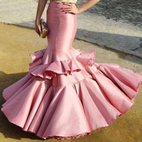 Elegant Mermaid Long Skirt for Women High Waist Tiered Ruched Maxi Prom Skirts Customized Fashion Female Evening Gown Saias
