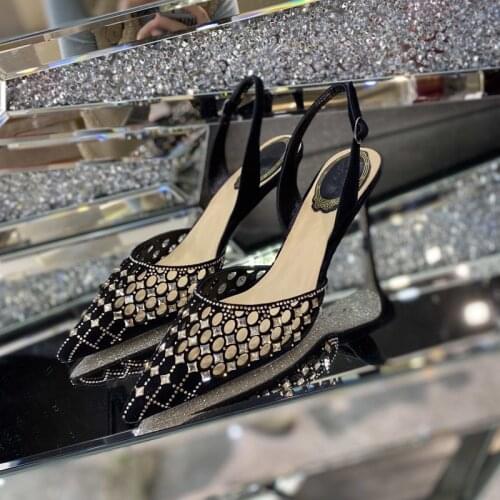 Brand Woman Shoes Pointed Toe Runway Star Wedding Women Pumps Bachelor Party Zapatos Mujer Glitter Crystal Embellished Stiletto