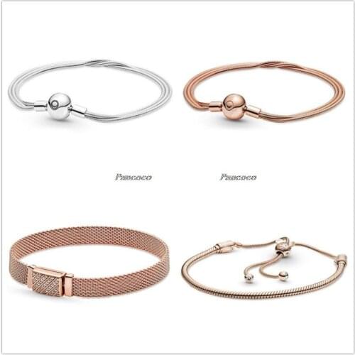 925 Sterling Silver Bracelet Moments Multi-Snake Chain Bracelet Bangle Fit Women Bead Charm Diy Fashion Jewelry