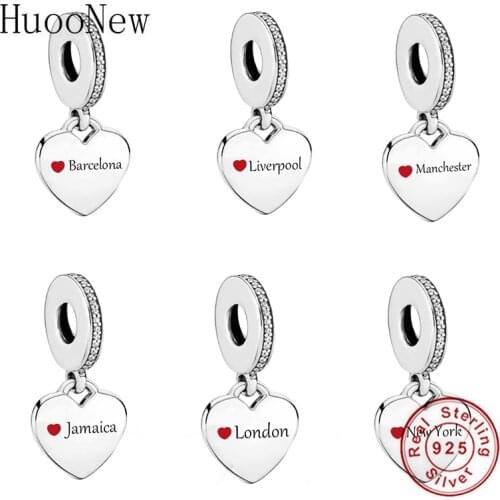 Fit Original Pandora Charm Bracelet 100% 925 Sterling Silver Love Manchester London New York Bead Making Women Berloque 2020 New