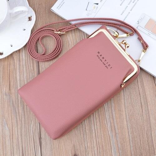 Women Wallet Letter Print Pu Leather Shoulder Bag Mobile Phone Big Card Holders Coin Purses Female Handbag Pockets Girls