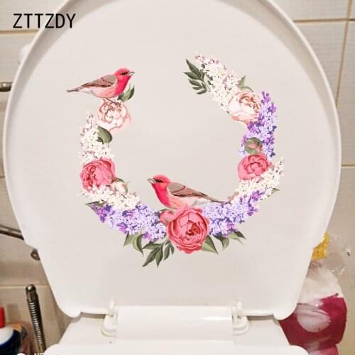 ZTTZDY 23.5×23.3CM Cute Peony Wreath Home Living Room Wall Stickers Creative Cartoon Toilet Decal T2-1521