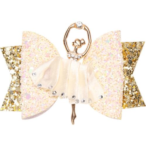 1piece Rhinestone Ballet Girl Hair Bows with Clips Glitter Hair pins Sweet Cartoon Party Headwear Dance Headdress Kids Gift
