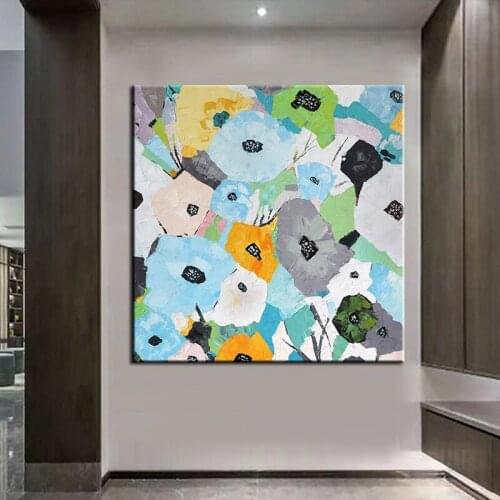 100% Hand-Painted Oil Painting Hand Made Color Flower Abstract Wall Art Decorative Painting Christmas Living Room Decoration