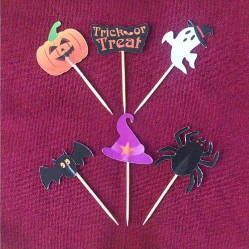 240pcs/lot Halloween Theme Kids Boys Favors Cupcake toppers Decorations Events Party Cake Topper With Sticks