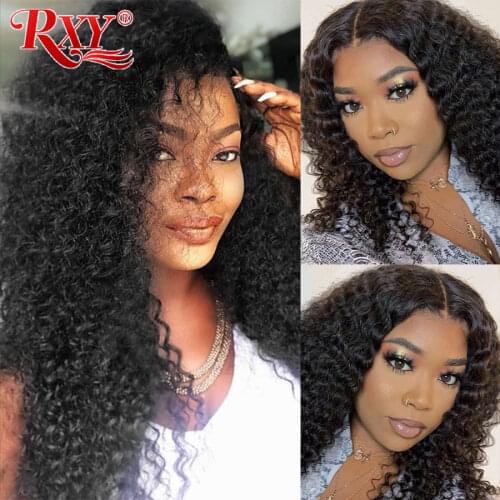 250 Density RXY Kinky Curly 13x4 Lace Front Human Hair Wigs For Women Curly Human Hair Wig Malaysian Remy Lace Closure Wig 4x4