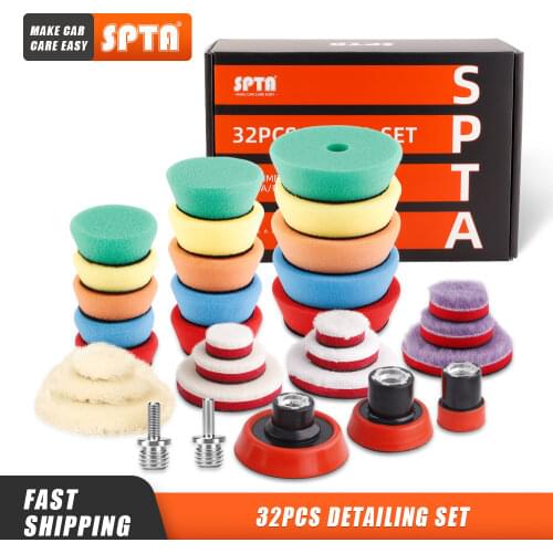 SPTA 32Pcs 1"/2"/3"(30mm/50mm/80mm) T-shape Car Detail Polishing Pads & Buffing Pads For Car Polisher Electric Drill Polisher