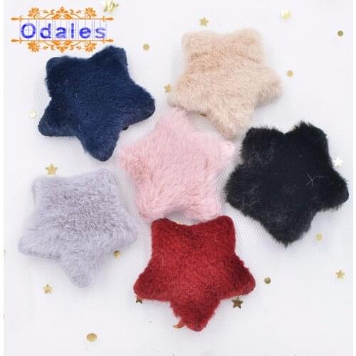 36Pcs Soft Plush Star Pads Appliques Headwear Decoration Handmade Hair Accessories Simulated Rabbit Hair Stick-on Sew-on Patches