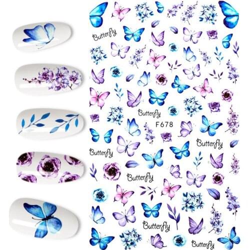 3D Nail Stickers Butterfly Flower Stickers For Nail Foil Love Heart Design Nails Accessories Fashion Manicure Sticker