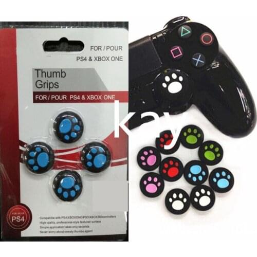 40PCS/lot For PlayStation PS4 Cute Silicone Analog Thumbstick Cover Case Joystick Grips cap Cat Paws For Xbox One/360 Controller