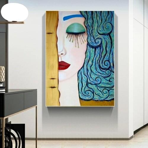 Abstract Artist Gustav Klimt Tear Oil Painting on Canvas Posters Wall Art Pictures for Living Room Home Decor Cuadros