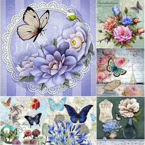 New 5D DIY Flower Animal Diamond Painting Butterfly Diamond Embroidery Cross Stitch Full Square Round Drill Art Home Decor Gift