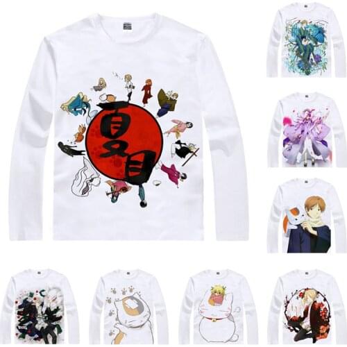 Coolprint Anime Shirt Natsumes Book of Friends T-Shirts Long Sleeve Takashi Natsume Madara Nyanko-sensei Cosplay Kawaii Shirts