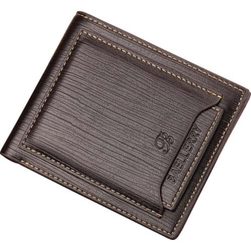 Baellerry New Brand Mens Leather Wallet Short Designer Male Purse For Man Removable Credit Card Holders