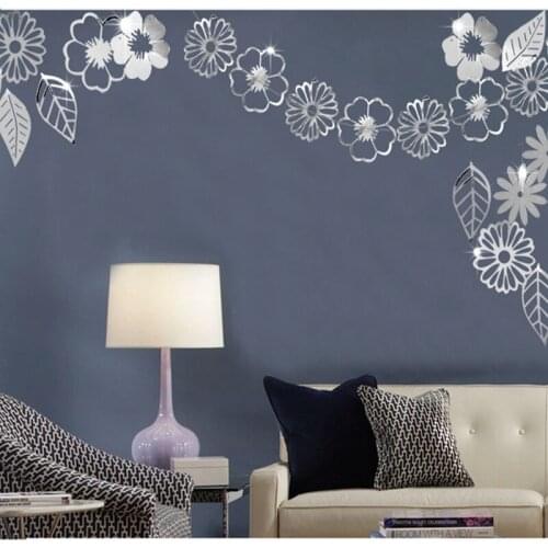 Glitter Gold/Silver Hollow Butterflies Wall Stickers Decals Flower Leaves Hanging Home Poster Kids Rooms Wedding Decoration