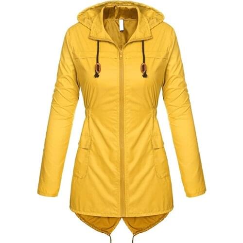 Womens Lightweight Hooded Raincoat Waterproof Active Outsport Rain Jacket Coat Solid Color Long Sleeve 2020 Hot Sale Leisure