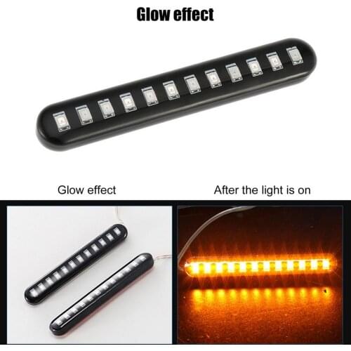 Flexible 12 LED Motorcycle Strip Turn Signal Tail Rear Brake Stop Dual Color Yellow Light Waterproof Bulb lamp License Plate