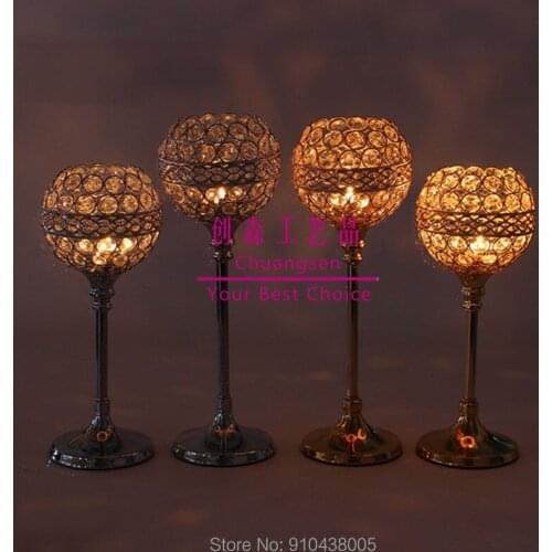 Crystal Candle Holder Metal Candlestick Wedding Centerpiece Holiday Flower Stand Christmas Decor Flower Vase Glass Candle Stand