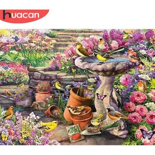 HUACAN Diy Diamond Painting Embroidery Flower Garden Home Decor Diamond Mosaic Floral Bird Diamond Art