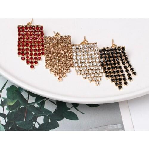 JURAN ZA New Design Rhinestone Tassel Earrings High Quality Bohemian Luxury Stud Earrings For Women Fashion Jewelry