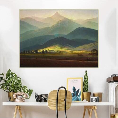 Canvas Oil Painting David Friedrich"Giant Mountains"Western Art Decor Poster Wall Aesthetic Home Room Interior Decoration