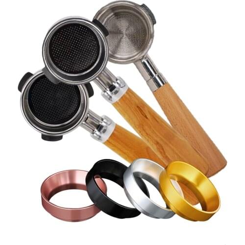 Breville Delonghi Krups Coffee Bottomless Portafilter Dosing Ring Espresso Coffee Funnel Wooden Handle Filter Holder 51/54/58mm