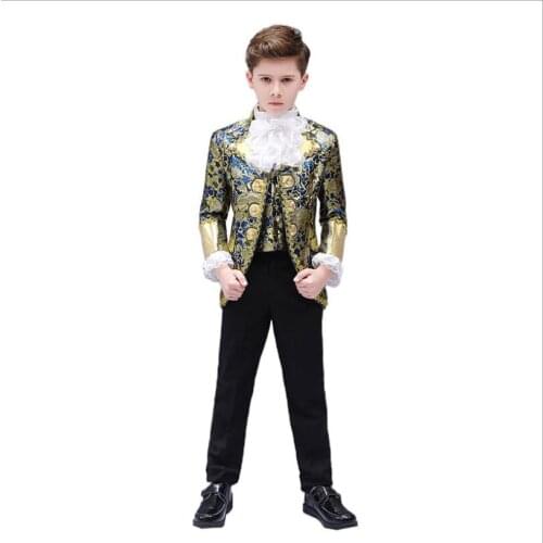Boys Prince Costume Fantasia Children`s Vintage European Royalty Carnival Ksplay Costume New Year&Birthday Gift For Boys Kids