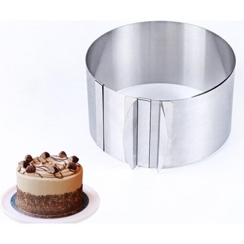 Creative Kitchenware Stainless steel Cake mold mousse ring retractable round cake ring 6-12 inch cake mold Baking tools AB373